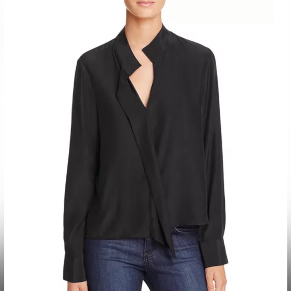FRAME Cravat Blouse Top Silk Black size small